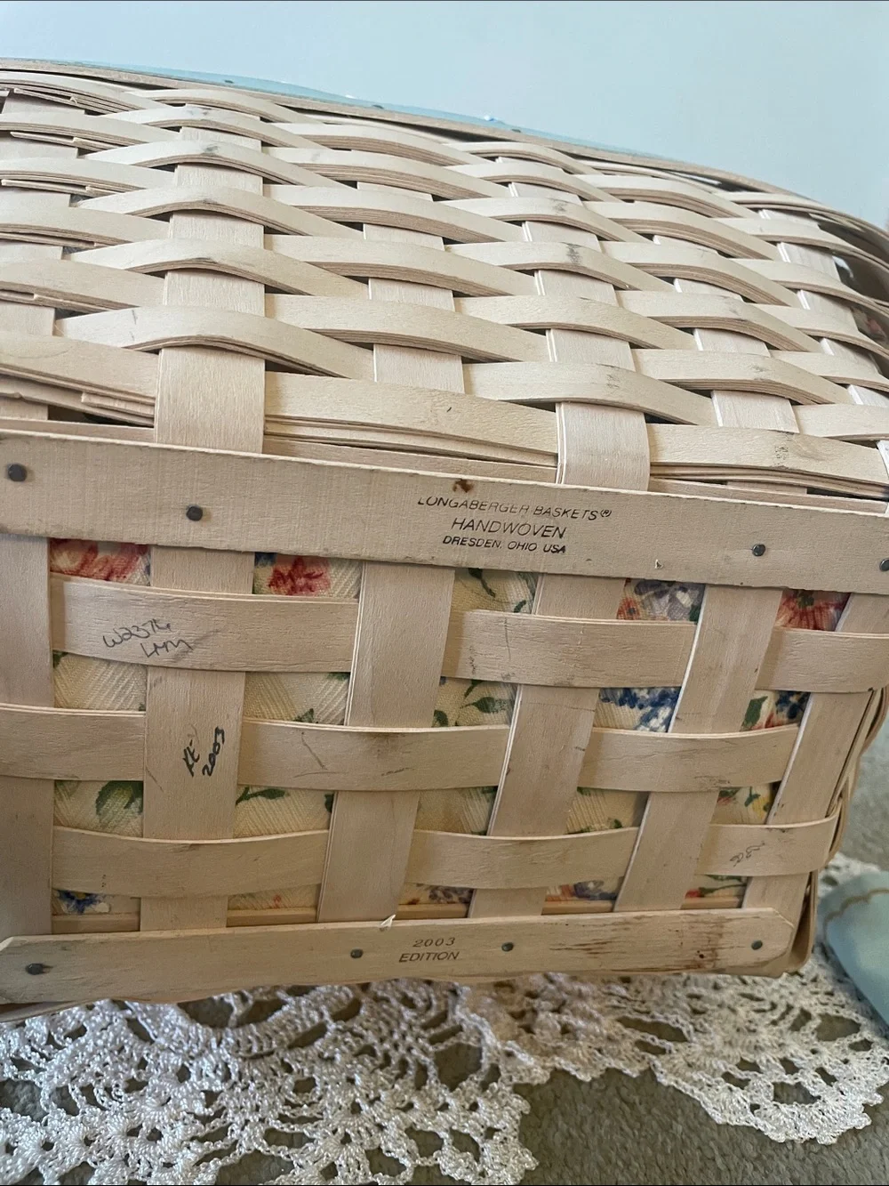 Longaberger 2003 Large Whitewashed Easter Basket
